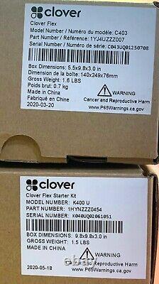 Clover C403 K400 U FLEX Credit Card Wireless Terminal Scanner+Cradle, STARTER KIT