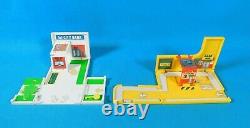 Lot De 4 Vtg 1990 Micro Machine Credit Card Playsets & 4 Cars Withmini Cars Galoob